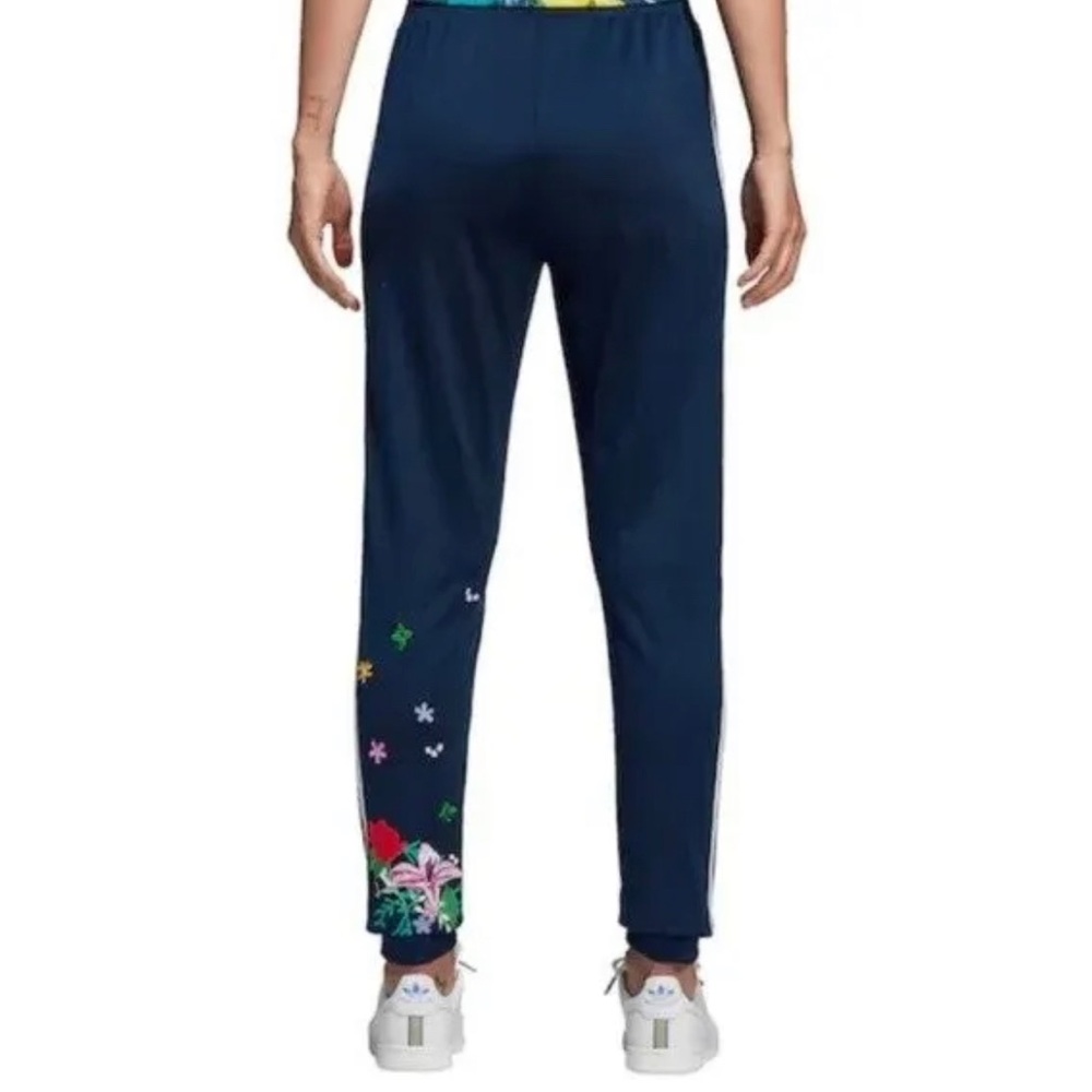 Adidas Blue Blossom of Life Embroidered Track Pants Women's S Flowers Floral